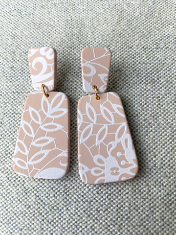 Pink and White Clay Earrings
