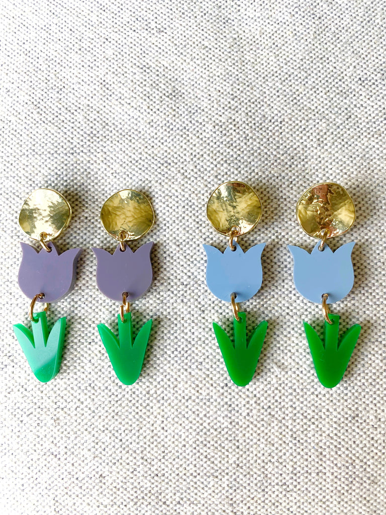 Purple Tulip Earrings