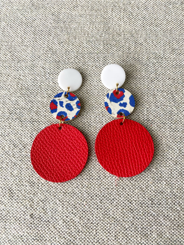Red, White, and Blue Leopard Earrings