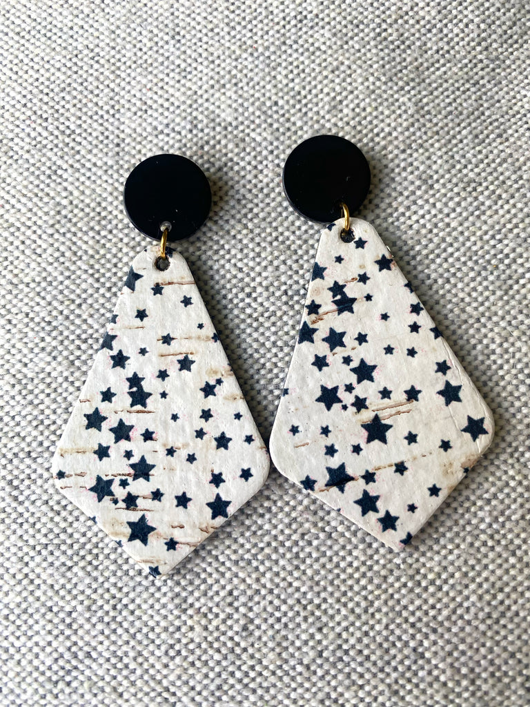Black and White Star Earrings