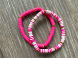 Pink Multicolor Vinyl Heishi Bracelet