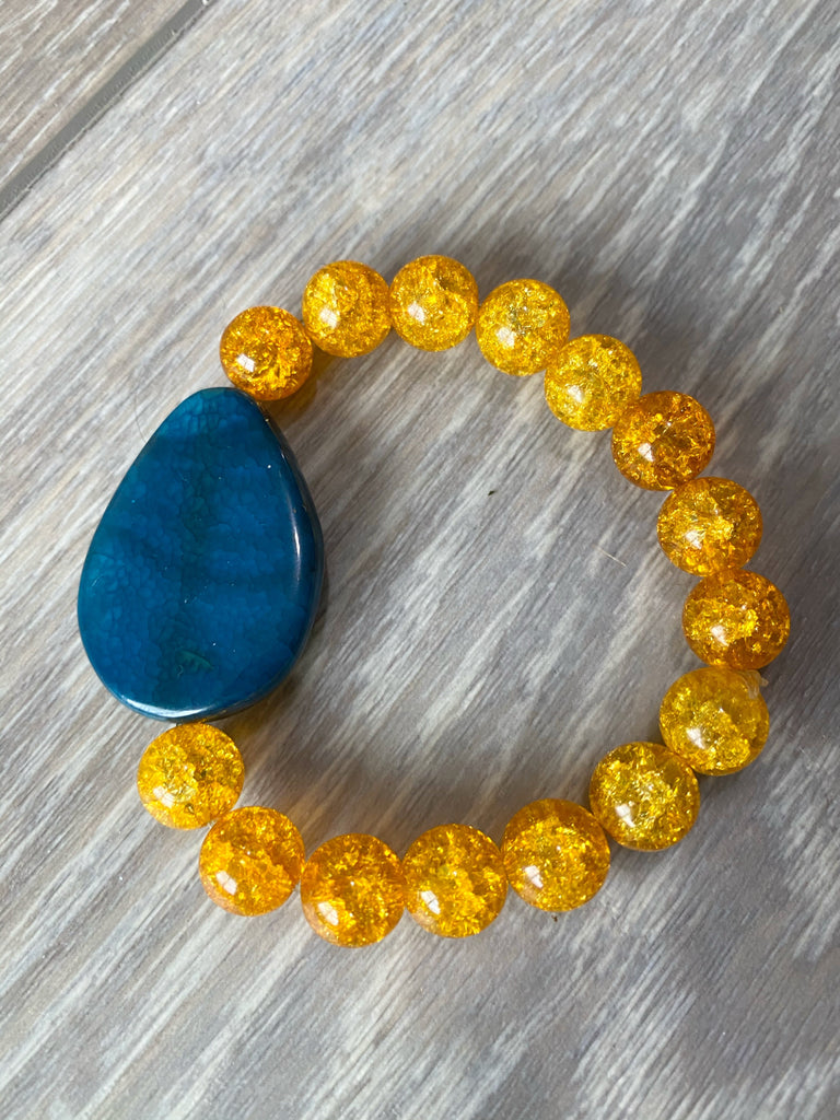 Yellow and Blue Beaded Bracelet