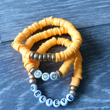 Orange Vinyl Heishi Bead Bracelet