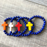 Blue and Red Cross Bracelet