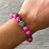 Pink and Silver Beaded Bracelet
