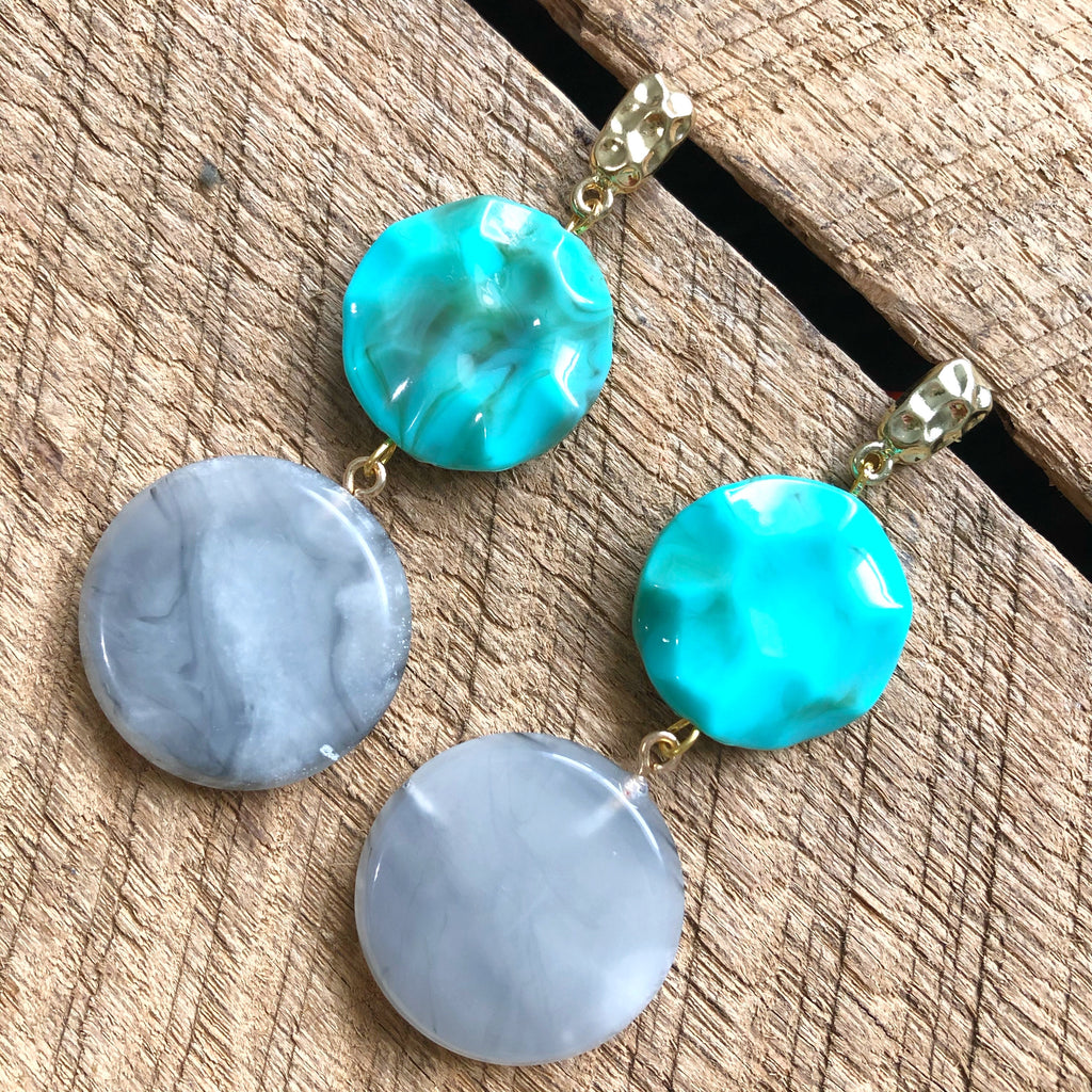 Grey and Turquoise Earrings