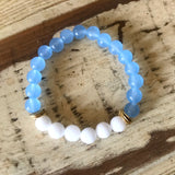 Blue and White Beaded Bracelet