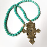 Turquoise Ethiopian Cross Necklace