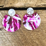 Pink and White Mosiac Earrings