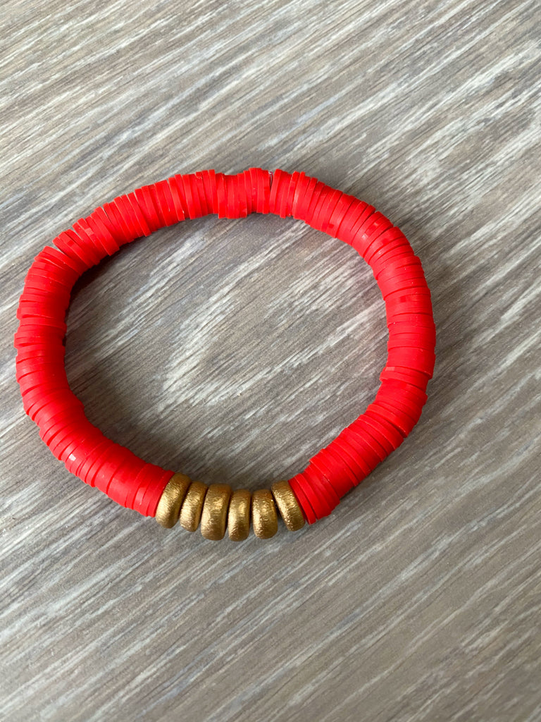 Red Vinyl Heish Bead Bracelet