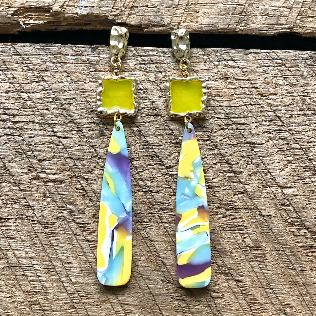 Yellow and Mint Acrylic Earrings