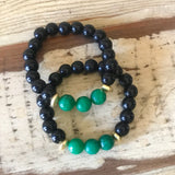 Black and Green Beaded Bracelet