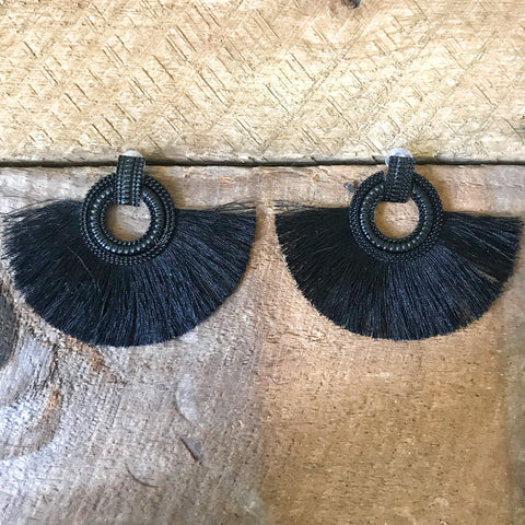 Black Fringe Tassel Earrings