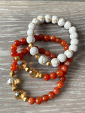 Orange and Crystal Beaded Bracelet