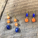 Orange and Blue Beaded Earrings