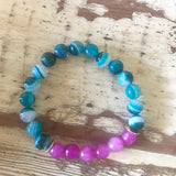 Pink and Teal Beaded Bracelet