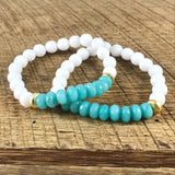 Turquoise and White Beaded Bracelet