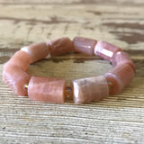 Pink Moonstone Barrel Beaded Bracelet