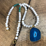 Round Blue Agate Necklace