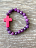 Purple and Pink Cross Bracelet