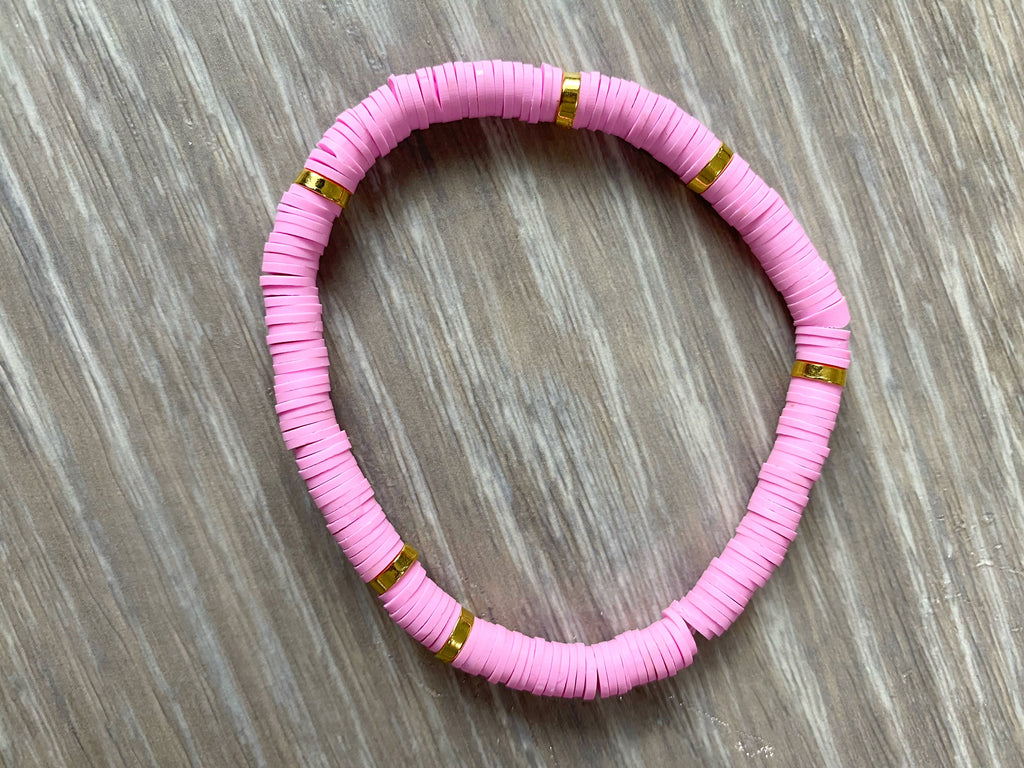 Light Pink Vinyl Heishi Bead Bracelet