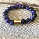 Purple/Black Faceted Agate Bracelet