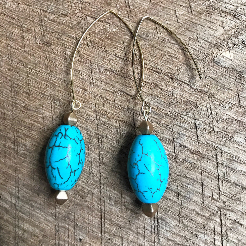 Turquoise Oval Bead Earrings