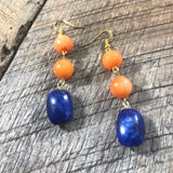Orange and Blue Beaded Earrings