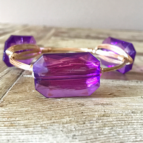 Purple Crystal Wire Bangle