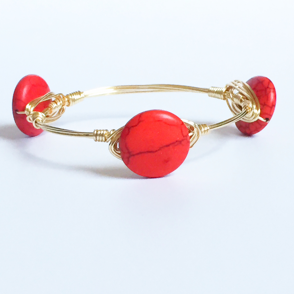 Small round red wire wrap bracelet